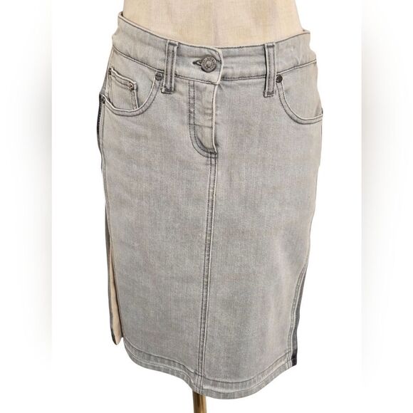 Alexander McQueen Gray Denim Panel Stretch Skirt - Picture 2 of 9